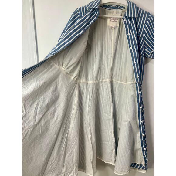 Women’s Myrtlewood of California Cotton Retro Shirt Dress 1X Striped Cottage - Picture 8 of 11